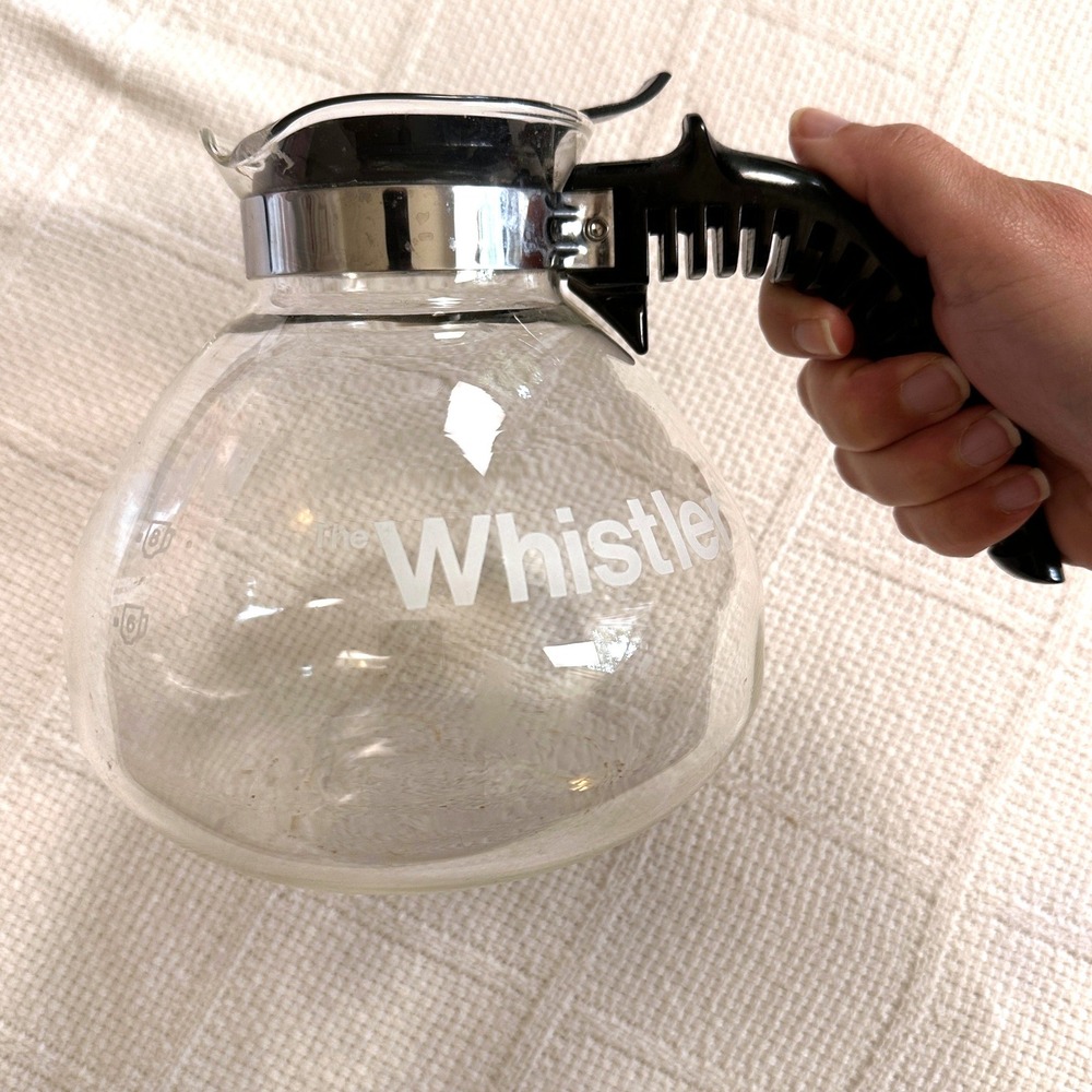 VTG Gemco The Whistler Glass Tea Kettle Stovetop Whistling Pot MCM Retro USA